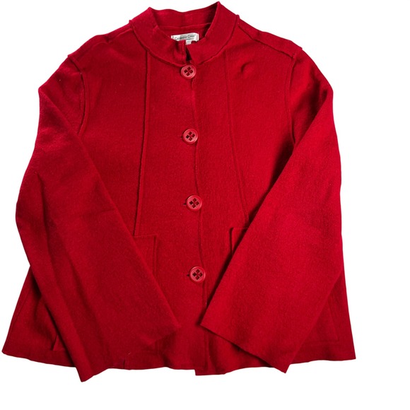 Coldwater Creek Red Wool Blend Stand Collar Jacket L Classic - Picture 7 of 14